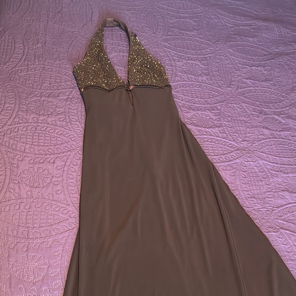 Elegant Brown Halter Dress/Prom Dress